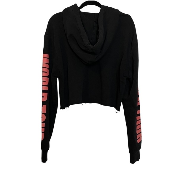 Justin Biebers” Purpose” World Tour Cropped Black Hoodie Sz. Large - Picture 5 of 9